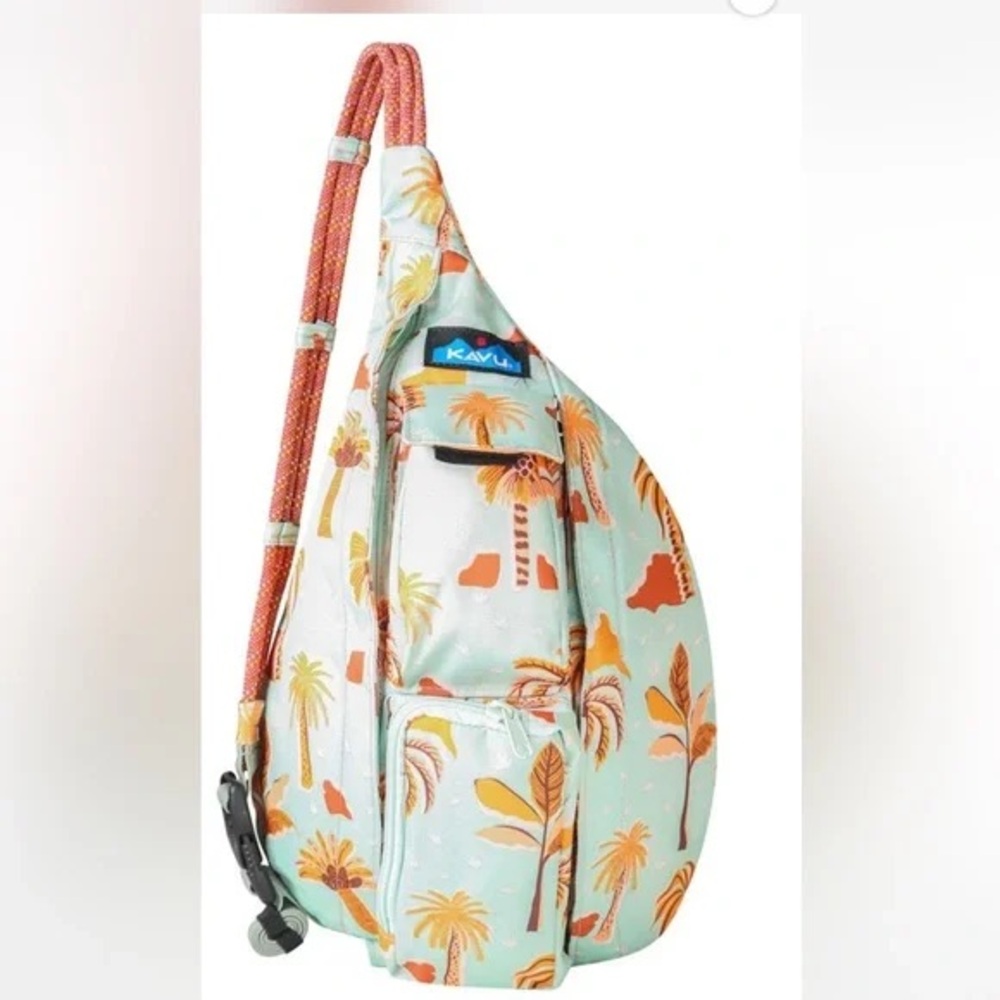 Kavu Tropical Print Sling Bag with Orange and Green